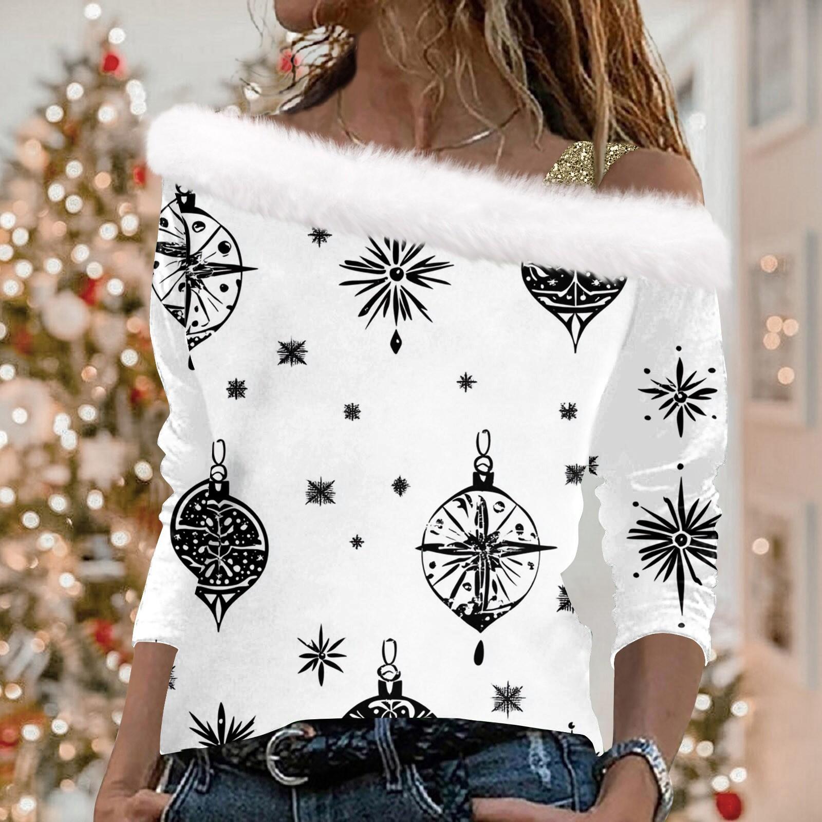 Женский рождественский принт с длинными рукавами из твила, пуловер с воротником, топ с длинными рукавами L белый
Женский рождественский принт с длинными рукавами из твила, пуловер с воротником, топ с длинными рукавами L белый