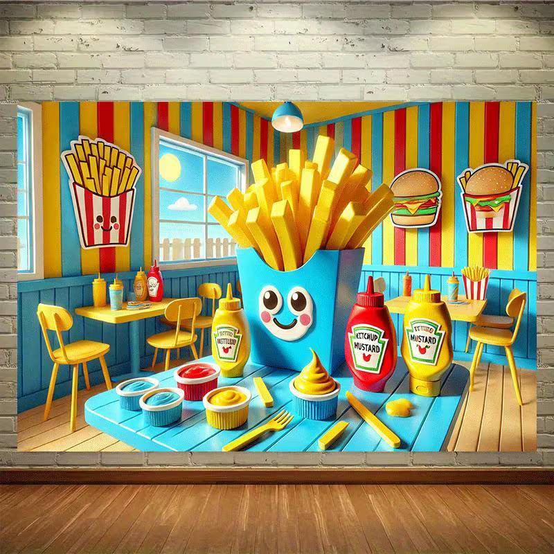 2D Colorful Fast Food Restaurant Backdrop for Kids Food Party Decoration 47.2x31.5inch/120*80cm
2D Colorful Fast Food Restaurant Backdrop for Kids Food Party Decoration 47.2x31.5inch/120*80cm