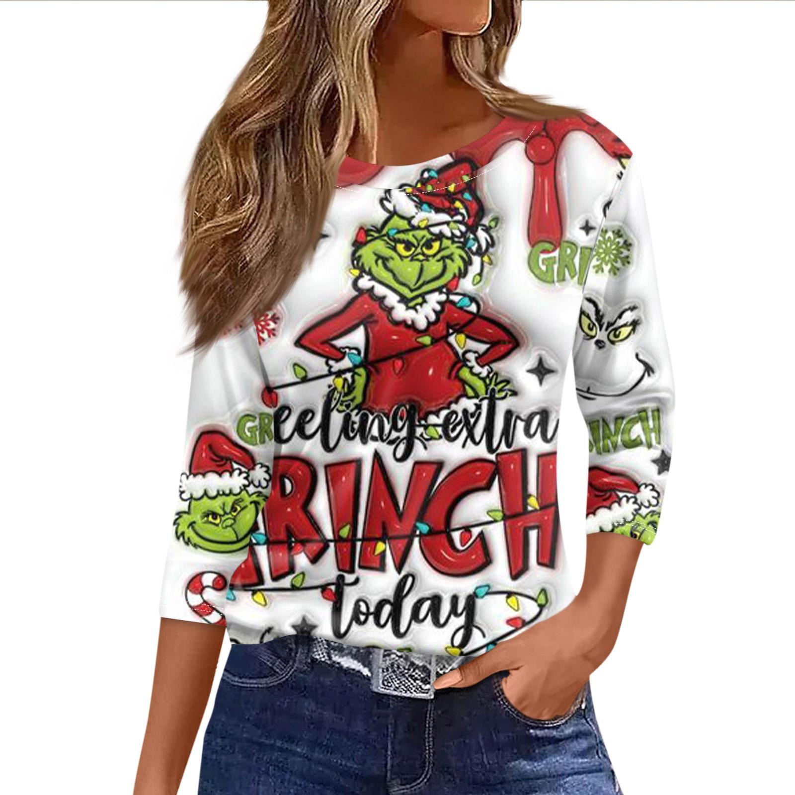 Women s Fashionable Casual Three Quarter Sleeve Christmas Printed Round Neck Top L красный
Women s Fashionable Casual Three Quarter Sleeve Christmas Printed Round Neck Top L красный