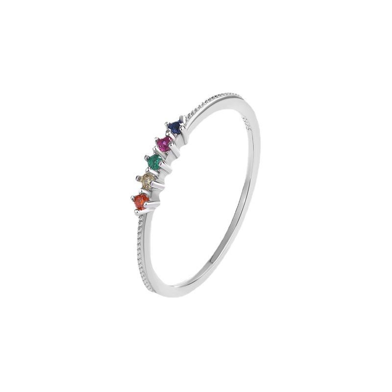 POMOiii Amazon Candy Ring Европа и США Модное цветное кольцо с цирконием Радужное женское кольцо на указательный палец
