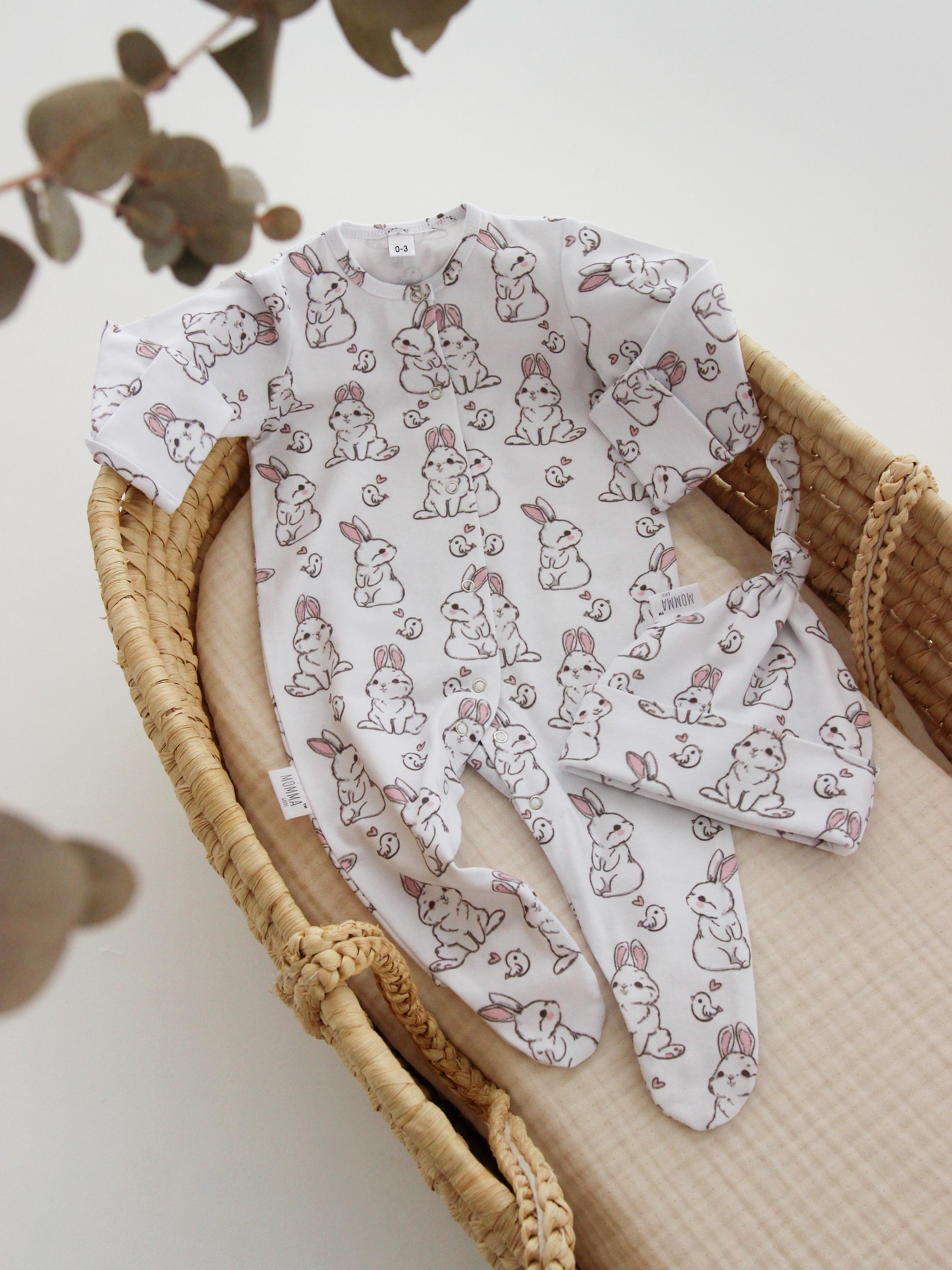 Ромпер комбінезон з шапочкою Кролики 680-740mm білий
Ромпер комбінезон з шапочкою Кролики 680-740mm білий