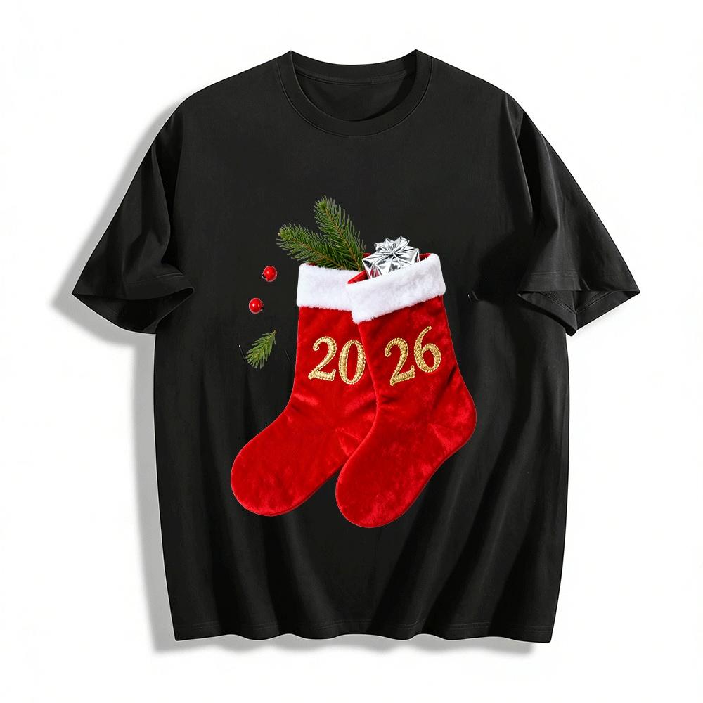 2026 Christmas Limited Red Stocking Print Casual Festive Top Pure cotton T-shirt 6XL
2026 Christmas Limited Red Stocking Print Casual Festive Top Pure cotton T-shirt 6XL