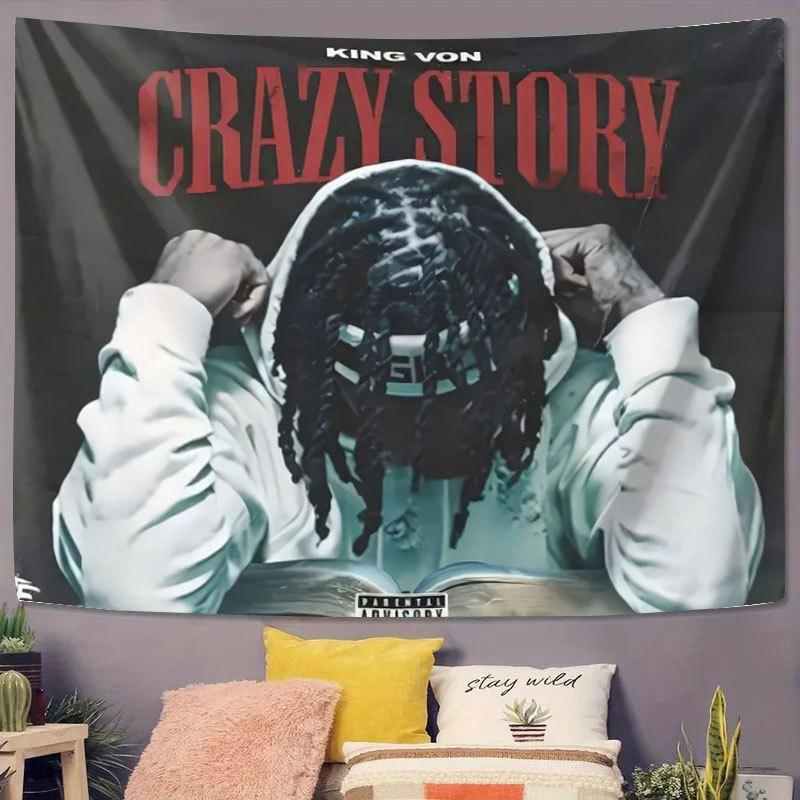 King Von Crazy Story Hip Hop Album Cover Banner 2D Flat Music Wall Hanging Flag for Bedroom Living Room Music Studio Home Decor 74x94cm(29x37in)
King Von Crazy Story Hip Hop Album Cover Banner 2D Flat Music Wall Hanging Flag for Bedroom Living Room Music Studio Home Decor 74x94cm(29x37in)