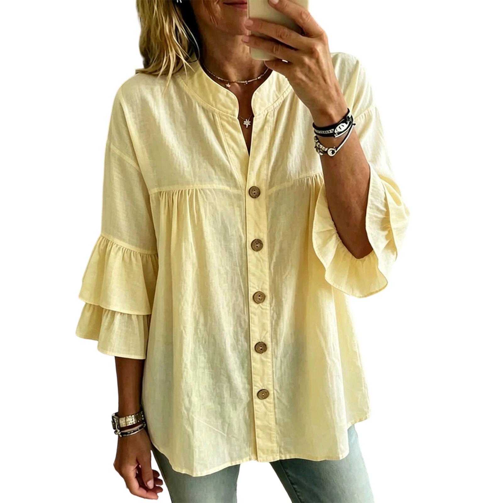 Casual Button Down Shirt V Neck Blouse Lightweight Long Sleeve Loose Fit Layered Sleeve Top for Women L
Casual Button Down Shirt V Neck Blouse Lightweight Long Sleeve Loose Fit Layered Sleeve Top for Women L