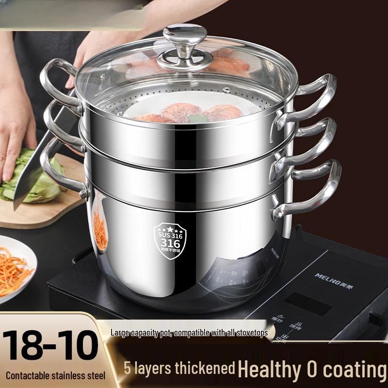 ZISIZ 30cm Stainless Steel Stockpot with Steamer
ZISIZ 30cm Stainless Steel Stockpot with Steamer