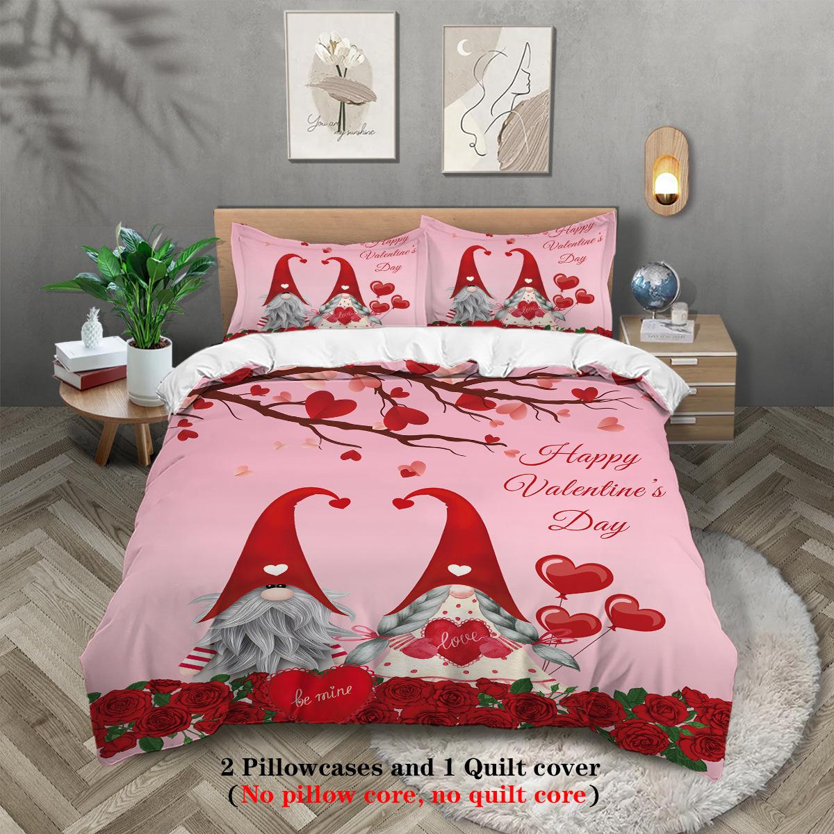 Карлик 3D Цифровая печать Полиэстер Комплект из трех предметов Пододеяльник Постельное белье Пододеяльник Наволочка 135x200cm