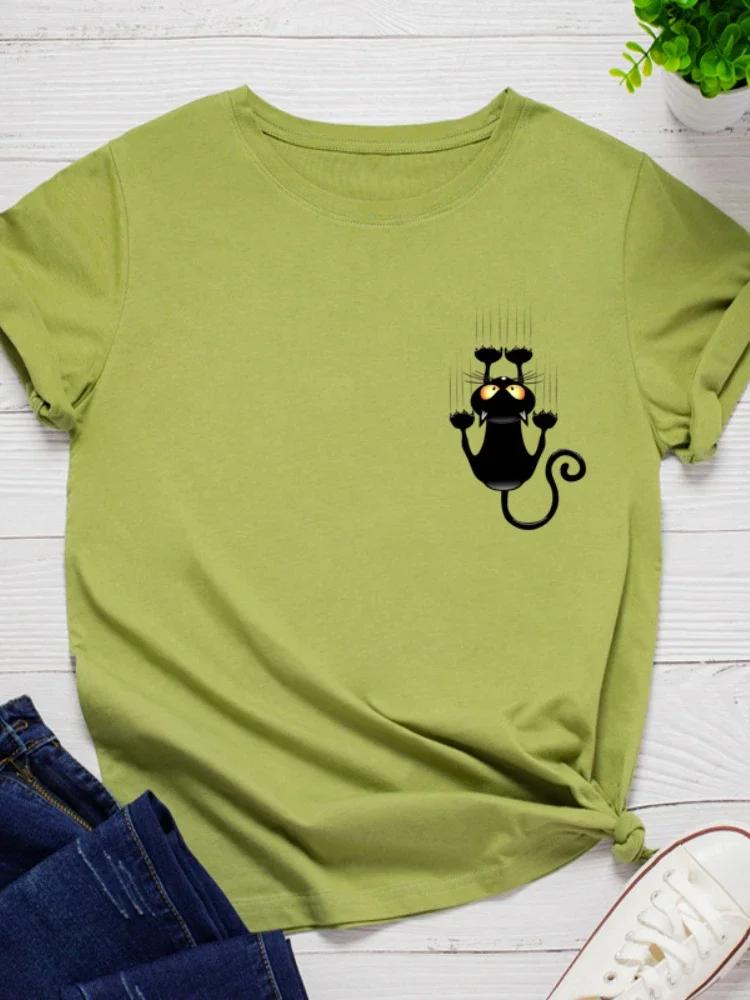 Pocket Black Cat Print T Shirt Women Short Sleeve O Neck Loose Tshirt Summer Women Causal Tee Shirt Tops Camisetas Mujer XXXL світло-зелений колір
Pocket Black Cat Print T Shirt Women Short Sleeve O Neck Loose Tshirt Summer Women Causal Tee Shirt Tops Camisetas Mujer XXXL світло-зелений колір