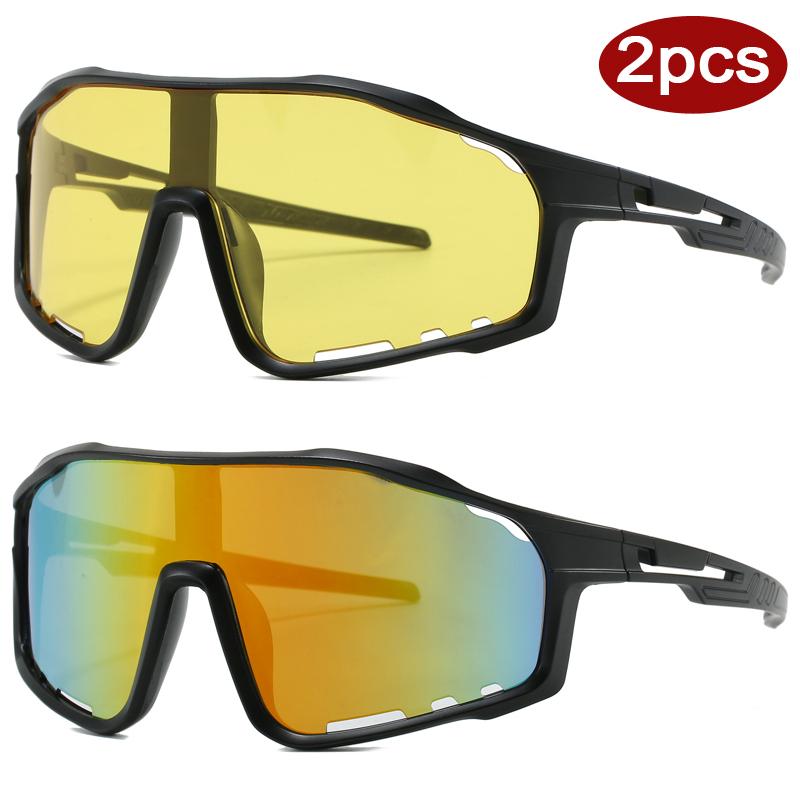 2pcs Cycling Outdoor Use Sports Style One-piece Sun Eyeglasses Road Bike Eyeglasses Mountain Climbing Glasses Punk Windproof Eyeglasses UV400
2pcs Cycling Outdoor Use Sports Style One-piece Sun Eyeglasses Road Bike Eyeglasses Mountain Climbing Glasses Punk Windproof Eyeglasses UV400