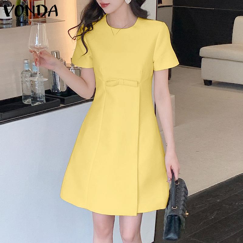 VONDA Летнее женское короткое платье с коротким рукавом и простым сращиванием
VONDA Летнее женское короткое платье с коротким рукавом и простым сращиванием