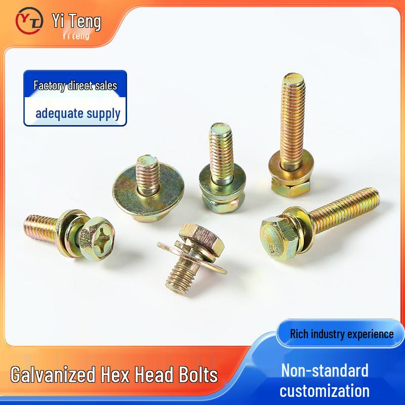 Zinc Hex Head Cross Recessed Screws with Washer, Custom Color Zinc-Plated Screw Rod M6*12 Set
Zinc Hex Head Cross Recessed Screws with Washer, Custom Color Zinc-Plated Screw Rod M6*12 Set