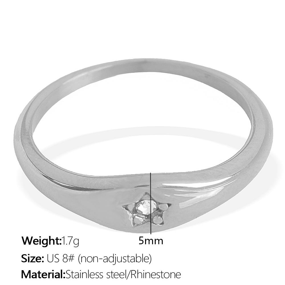 European and American simple oval star zircon titanium steel plated 18k gold North Star ring jewelry women
European and American simple oval star zircon titanium steel plated 18k gold North Star ring jewelry women