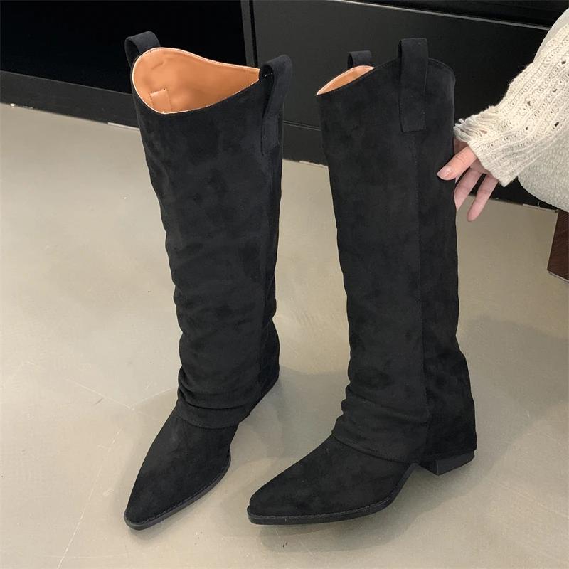 Eilyken Autumn Winter Punk Style Vintage Woman Knee-High Boots Design Pleated Pointed Toe Long Booties Square Low Heels Shoes 35
Eilyken Autumn Winter Punk Style Vintage Woman Knee-High Boots Design Pleated Pointed Toe Long Booties Square Low Heels Shoes 35