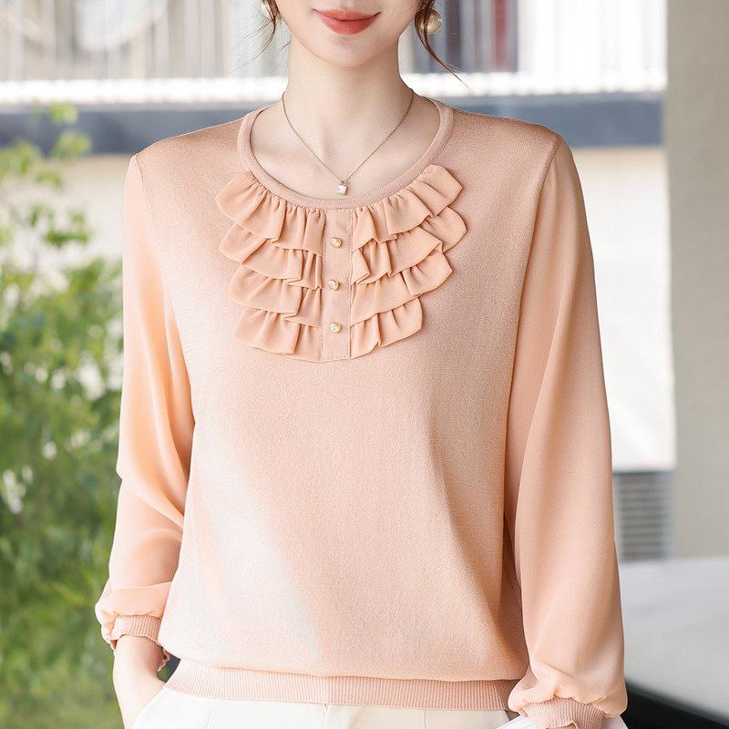 Spring Style Gauze Sleeve T-shirt Cardigan for Middle-aged Women: Seven-Point Sleeve Knit Top XL (115-125 jin)
Spring Style Gauze Sleeve T-shirt Cardigan for Middle-aged Women: Seven-Point Sleeve Knit Top XL (115-125 jin)