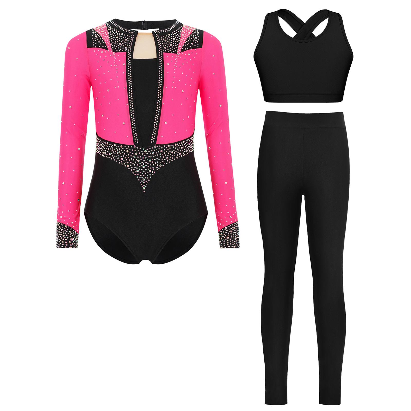 Girls Rhinestone Leotard Long Sleeve Keyhole Back Color Block Patchwork Cross Cutout Vest Leggings Set 5-6 Years гарячі рожевого кольору
Girls Rhinestone Leotard Long Sleeve Keyhole Back Color Block Patchwork Cross Cutout Vest Leggings Set 5-6 Years гарячі рожевого кольору