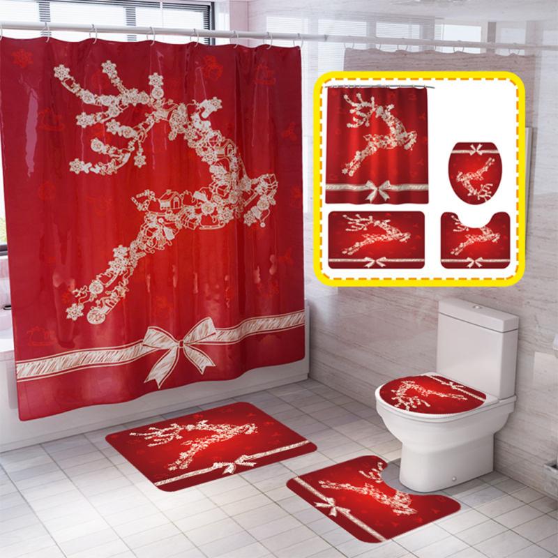 Christmas Elk Printing Shower Curtain Non-Slip Rug Toilet Lid Cover Bath Mat for Bathroom
Christmas Elk Printing Shower Curtain Non-Slip Rug Toilet Lid Cover Bath Mat for Bathroom