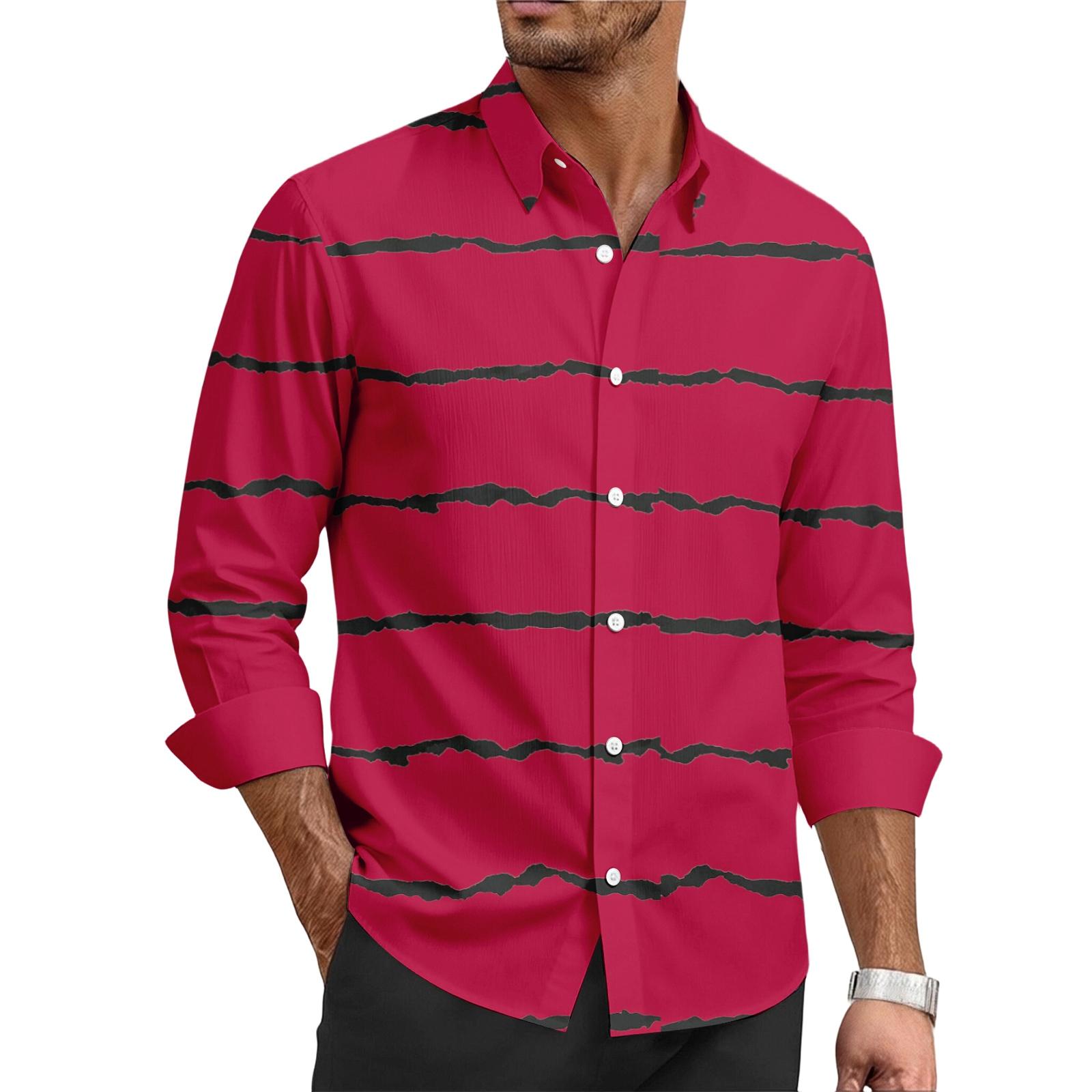 Men s casual stylish striped printed shirt - Men s lapel buttoned long-sleeved shirt XL червоний
Men s casual stylish striped printed shirt - Men s lapel buttoned long-sleeved shirt XL червоний