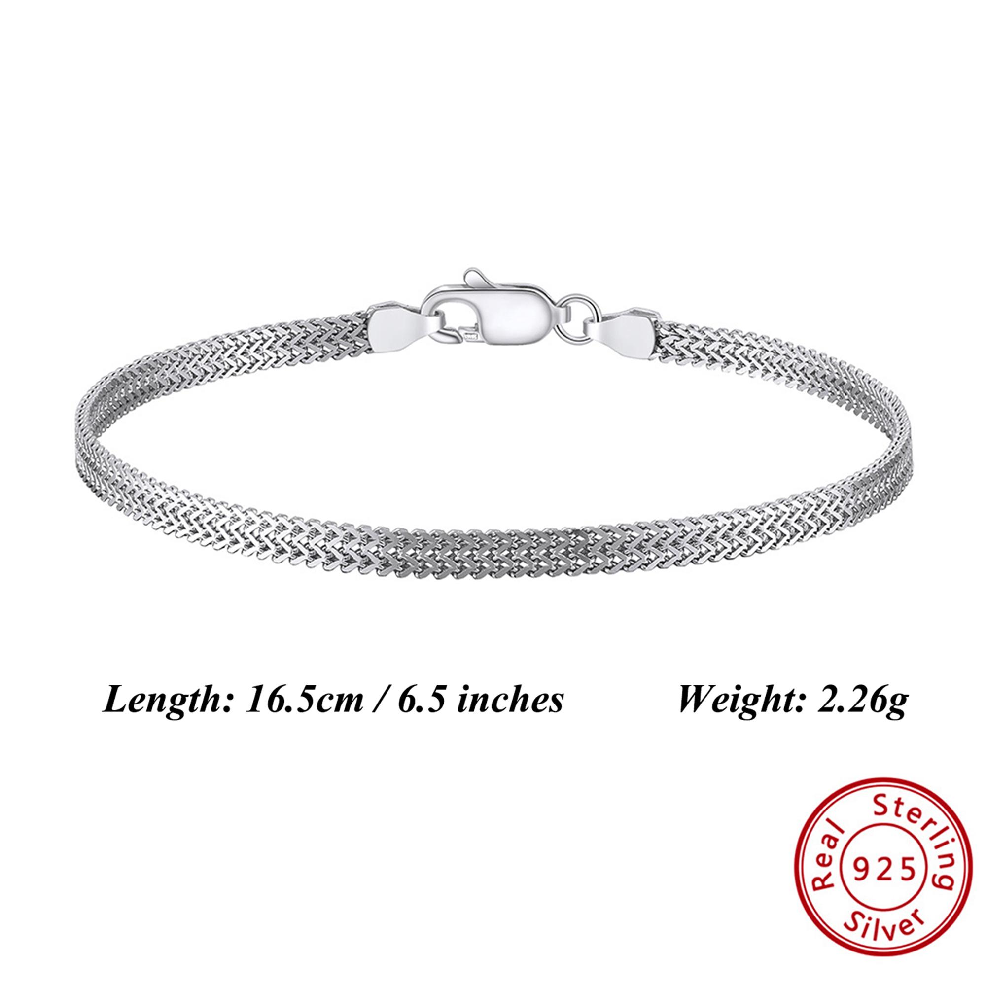 EFFIE QUEEN Real 925 Silver Rhodium Plated Personalized 2.8mm Flat Mesh Chain Bracelet Various Size Selection Gift For Her SB216
EFFIE QUEEN Real 925 Silver Rhodium Plated Personalized 2.8mm Flat Mesh Chain Bracelet Various Size Selection Gift For Her SB216