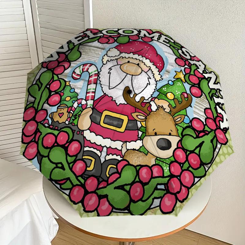 1pc Welcome Santa Christmas Wreath Umbrella with Plastic Handle,Suitable for All Seasons Home Travel Outdoor UmbrellaDD946
1pc Welcome Santa Christmas Wreath Umbrella with Plastic Handle,Suitable for All Seasons Home Travel Outdoor UmbrellaDD946