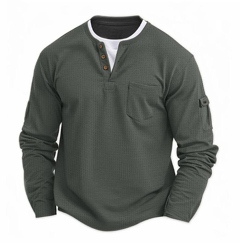 Чоловіча сорочка-henley з ґудзиками, довгий рукав, повсякденна, однотонна, модна, вафельна бавовна, імітація двох предметів, футболка XXL
Чоловіча сорочка-henley з ґудзиками, довгий рукав, повсякденна, однотонна, модна, вафельна бавовна, імітація двох предметів, футболка XXL