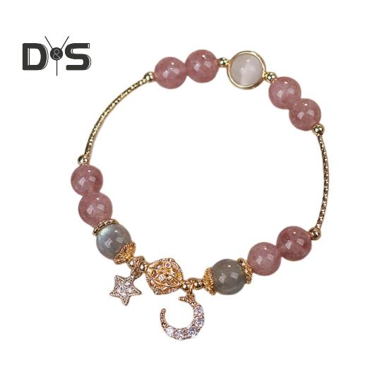 Женский браслет с гладкими бусинами, полированной звездой и луной, подвеской со стразами, регулируемый, для шопинга, работы, вечеринки, свиданий, запястья, цепочка, женские украшения розовый
Женский браслет с гладкими бусинами, полированной звездой и луной, подвеской со стразами, регулируемый, для шопинга, работы, вечеринки, свиданий, запястья, цепочка, женские украшения розовый