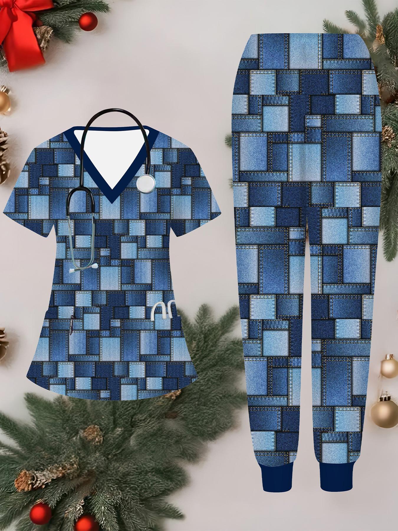 Женский комплект медсестры с 3D геометрическим принтом, короткий рукав, длинные брюки с карманом, повседневный модный рождественский подарок XXL синий
Женский комплект медсестры с 3D геометрическим принтом, короткий рукав, длинные брюки с карманом, повседневный модный рождественский подарок XXL синий