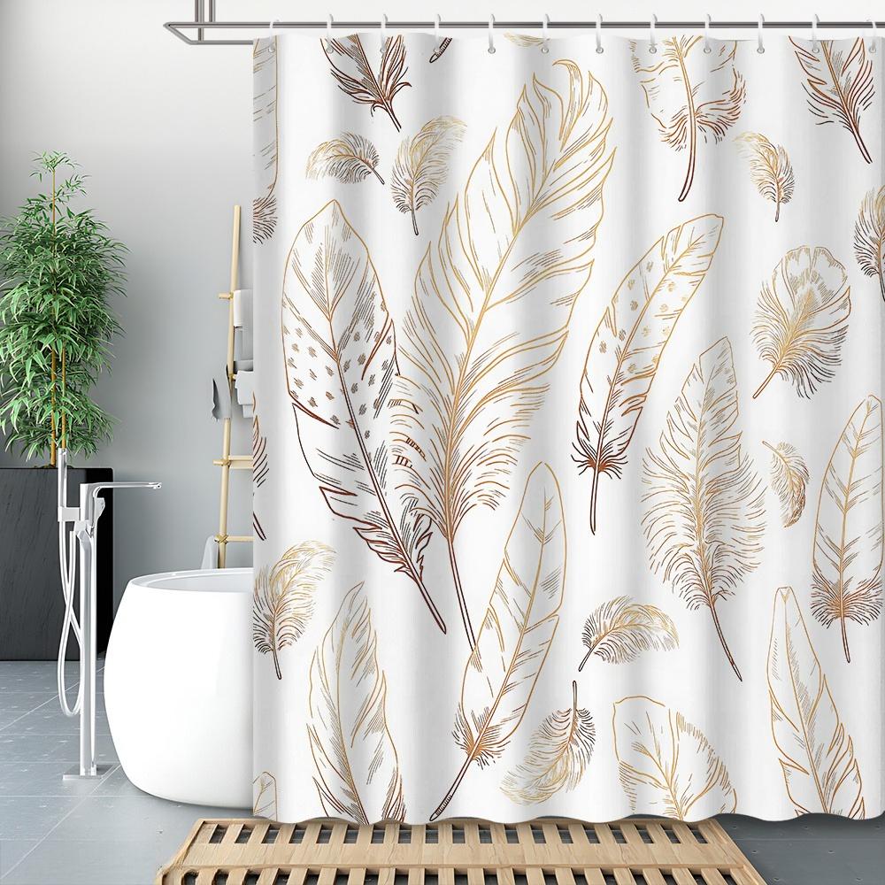 1Pc 2D Flat Printed Shower Curtain With Golden Line Feather Pattern Design,, Includes 12 Hooks, Bathroom Accessory, 2D Flat W60H190(CM)-1 Pcs
1Pc 2D Flat Printed Shower Curtain With Golden Line Feather Pattern Design,, Includes 12 Hooks, Bathroom Accessory, 2D Flat W60H190(CM)-1 Pcs