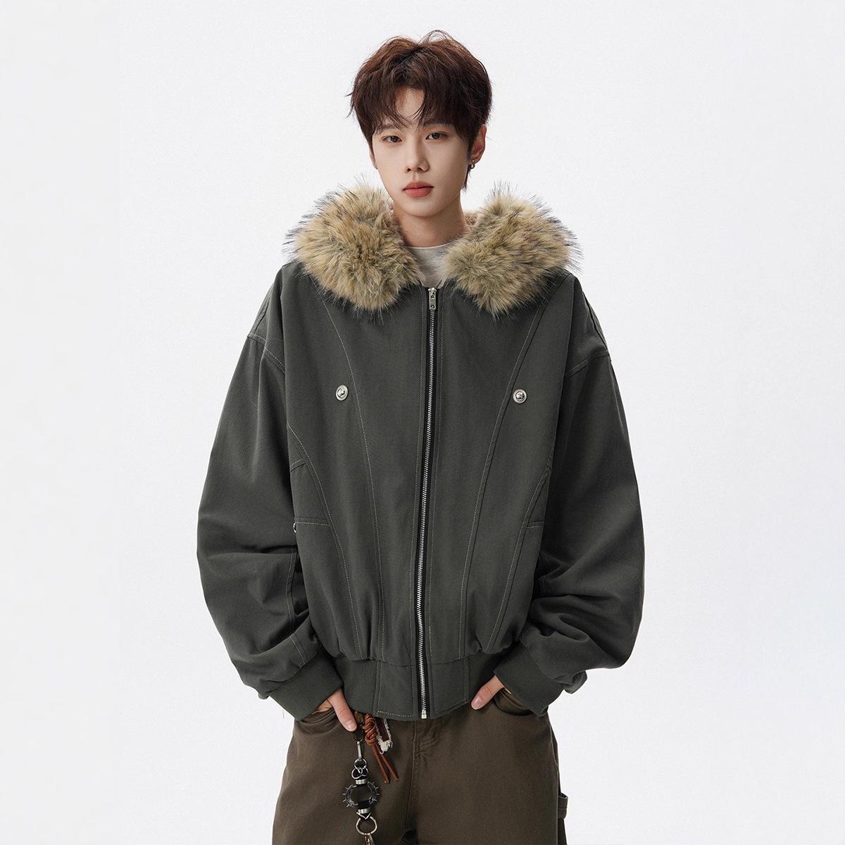 Golden Eagle Fleece-Lined Fur Collar Jacket – Unisex Trendy Casual Cotton Coat for Autumn/Winter. Large темно-сірий
Golden Eagle Fleece-Lined Fur Collar Jacket – Unisex Trendy Casual Cotton Coat for Autumn/Winter. Large темно-сірий