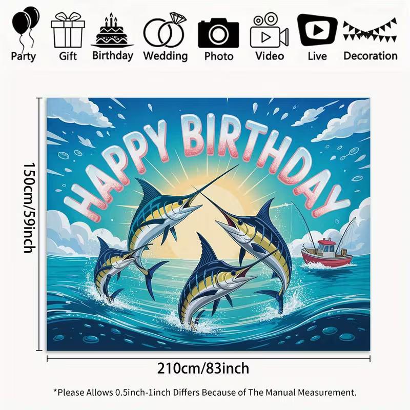 2D Marlin Fishing Birthday Backdrop Ocean Themed Photography Background 47.2x31.5inch/120*80cm
2D Marlin Fishing Birthday Backdrop Ocean Themed Photography Background 47.2x31.5inch/120*80cm