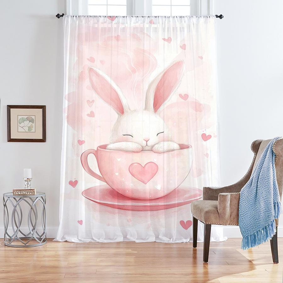 1PC Pink Bunny Heart Cup Sheer Curtain Cute Romantic Window Drape Light Filtering for Bedroom Living Room Home Decor 39Wx51L(60x150CM)&Rod Pocket
1PC Pink Bunny Heart Cup Sheer Curtain Cute Romantic Window Drape Light Filtering for Bedroom Living Room Home Decor 39Wx51L(60x150CM)&Rod Pocket