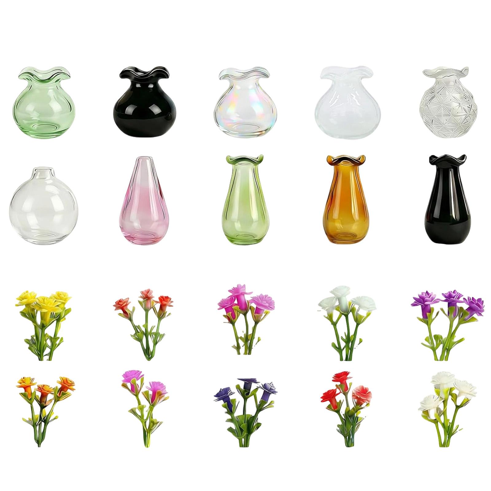 Miniature Glass Vases Set of 10 Assorted Shapes and Styles Small Decorative Flower Containers for Dollhouse or Craft Displays One Size
Miniature Glass Vases Set of 10 Assorted Shapes and Styles Small Decorative Flower Containers for Dollhouse or Craft Displays One Size