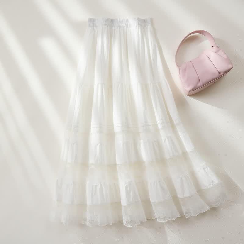 Women s Elegant Lace Patchwork Tiered Midi Skirt One Size
Women s Elegant Lace Patchwork Tiered Midi Skirt One Size