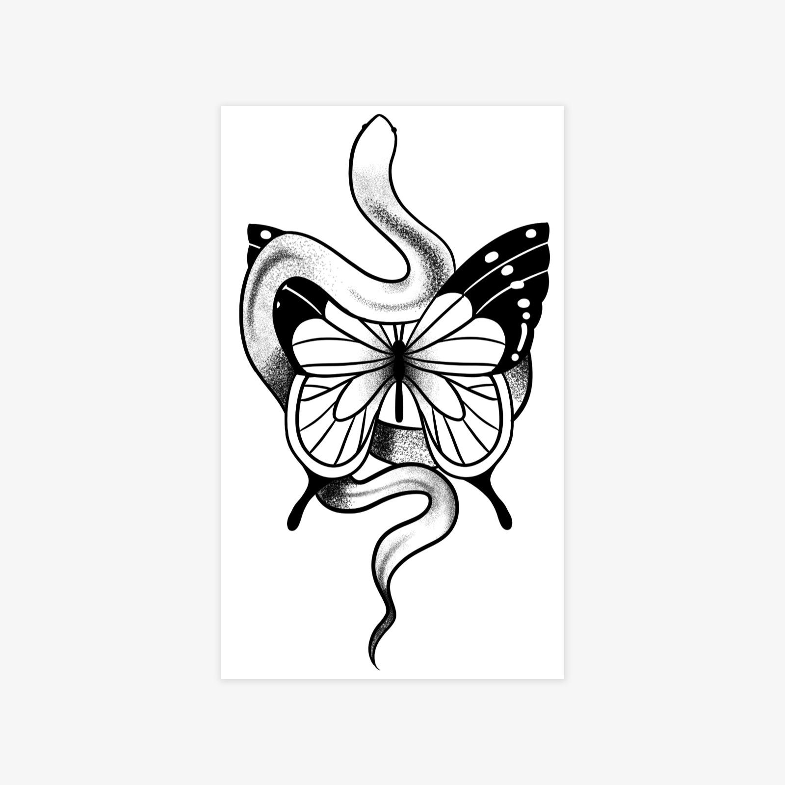 Simple Snake And Butterfly Symbiosis Tattoo Sticker High Sense Spice Girl Back Leg Tattoo Sticker 9*15
Simple Snake And Butterfly Symbiosis Tattoo Sticker High Sense Spice Girl Back Leg Tattoo Sticker 9*15