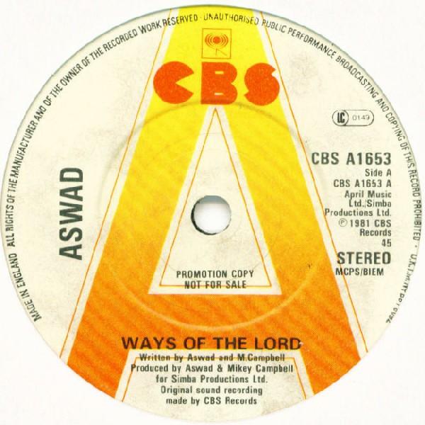 7inch Record ASWAD - Ways Of The Lord CBSA1653PROMO CBS 1981 UK Reggae, Ska & Dub Used
7inch Record ASWAD - Ways Of The Lord CBSA1653PROMO CBS 1981 UK Reggae, Ska & Dub Used