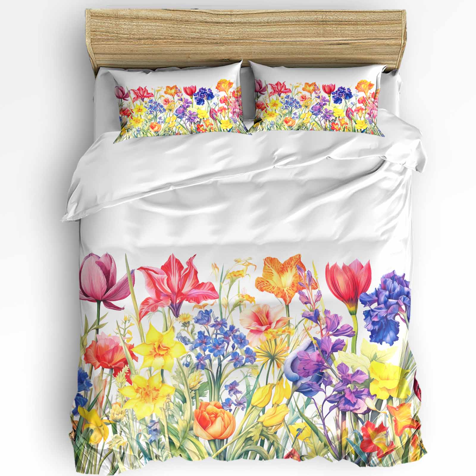 Цветы Красный Букет Тюльпаны Пододеяльник Кровать Постельное Белье Комплект Домашний Текстиль Покрывало Наволочки Спальня Двуспальный Комплект Постельного Белья Без Простыни EU single(135x200cm)