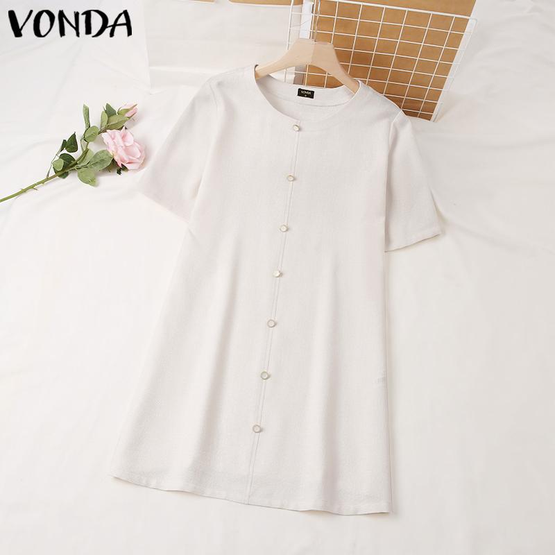 VONDA Летнее женское однотонное короткое платье с коротким рукавом и пуговицами
VONDA Летнее женское однотонное короткое платье с коротким рукавом и пуговицами