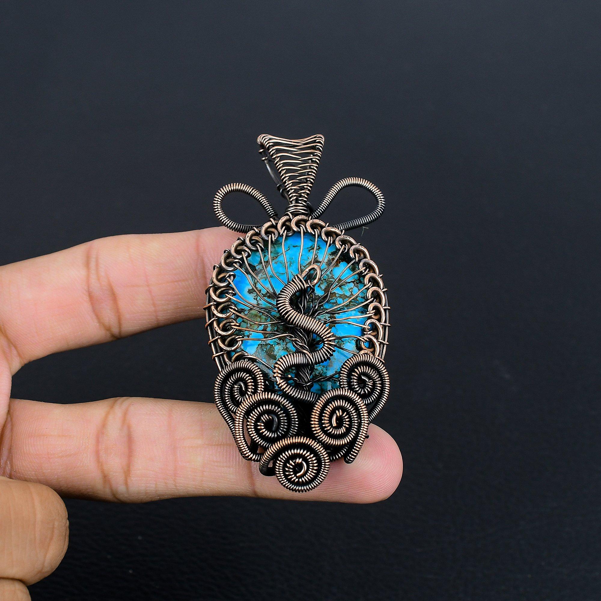 Blue Turquoise Pendant, 999 Copper Wire Wrapped Gemstone Jewelry, Handmade Pendant For Mother Day 2.55 Inches
Blue Turquoise Pendant, 999 Copper Wire Wrapped Gemstone Jewelry, Handmade Pendant For Mother Day 2.55 Inches