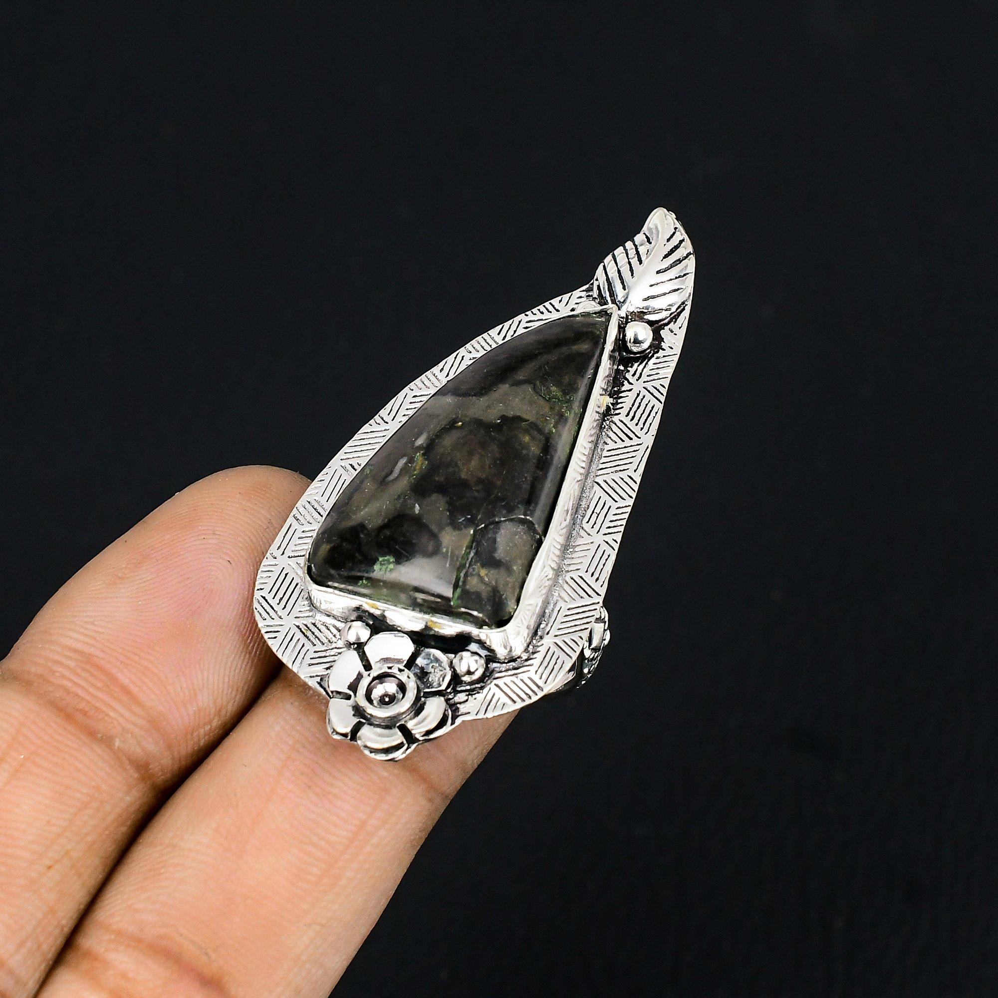Sterling Silver Natural Gabbro Jasper Wedding Promise Statement Flower Ring US 6 6
Sterling Silver Natural Gabbro Jasper Wedding Promise Statement Flower Ring US 6 6