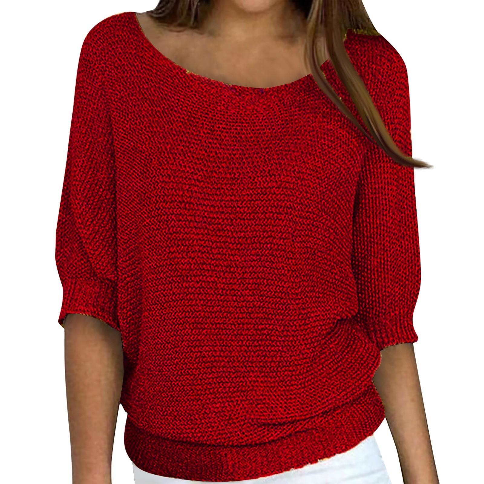 Женская мода однотонный пуловер с круглым вырезом и рукавами 3/4, трикотажная рубашка, топ XXXL
Женская мода однотонный пуловер с круглым вырезом и рукавами 3/4, трикотажная рубашка, топ XXXL