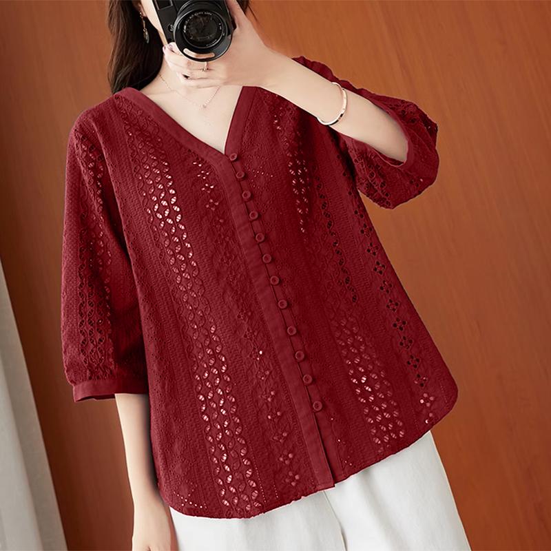 ZANZEA Женская повседневная блузка свободного кроя с V-образным вырезом и рукавом 3/4 S вино красного
ZANZEA Женская повседневная блузка свободного кроя с V-образным вырезом и рукавом 3/4 S вино красного