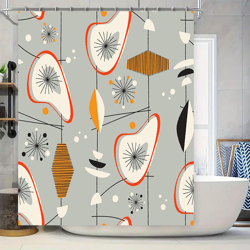 Mid-Century Modern Shower Curtain With Atomic Retro Pattern Grey Geometric Design For Bathroom Decor In Orange, Black, White Mus 90x180cm
Mid-Century Modern Shower Curtain With Atomic Retro Pattern Grey Geometric Design For Bathroom Decor In Orange, Black, White Mus 90x180cm