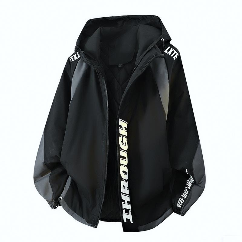 Мужская японская универсальная куртка Мужская весенне-осенняя новая функциональная куртка для работы Мужская корейская версия с капюшоном весенне-осенняя 4XL чёрный