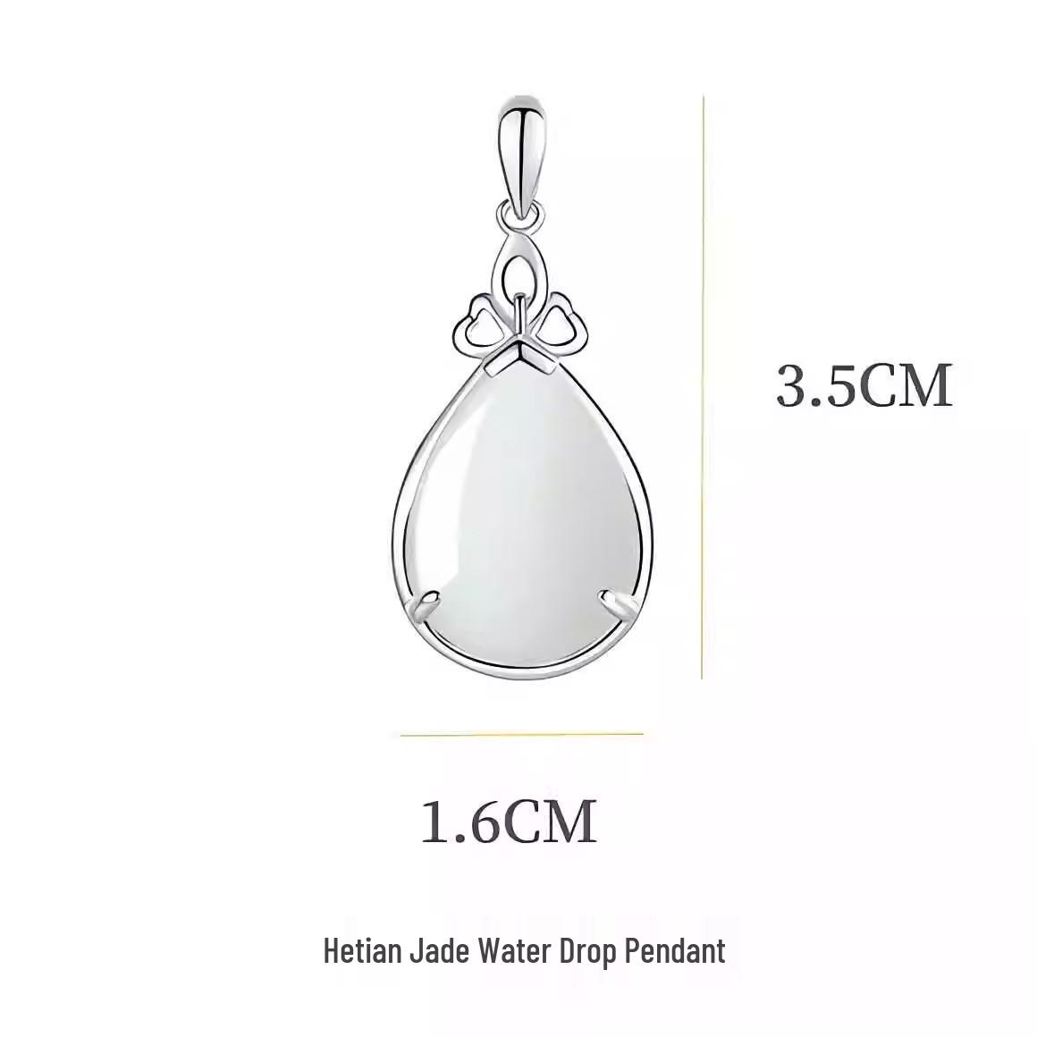 Sterling Silver Hetian Jade Teardrop Necklace - Elegant Birthday Gift for Women One Size
Sterling Silver Hetian Jade Teardrop Necklace - Elegant Birthday Gift for Women One Size