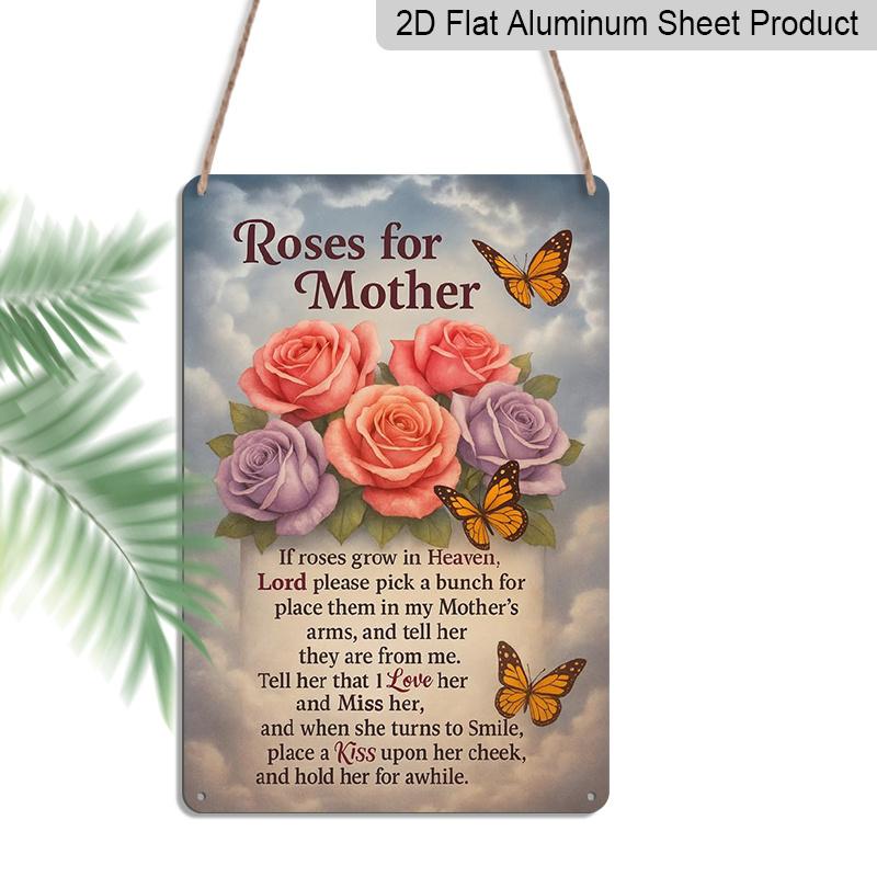 2D Flat, 1pc Memorial Metal Wall Art Sign Roses for Mother - 8*12 Inch Aluminium Rustic Home Decor, Sympathy Wall Art, Loving Remembrance Gift for 20*30cm
2D Flat, 1pc Memorial Metal Wall Art Sign Roses for Mother - 8*12 Inch Aluminium Rustic Home Decor, Sympathy Wall Art, Loving Remembrance Gift for 20*30cm