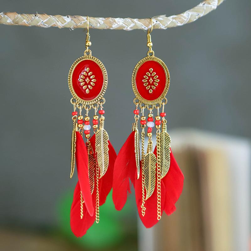 Boho Long Feather Drop Earrings For Women Beach Long Tassel Beads Handmade Flower Enamel Leaf Earrings Wedding Pendientes Mujer
Boho Long Feather Drop Earrings For Women Beach Long Tassel Beads Handmade Flower Enamel Leaf Earrings Wedding Pendientes Mujer