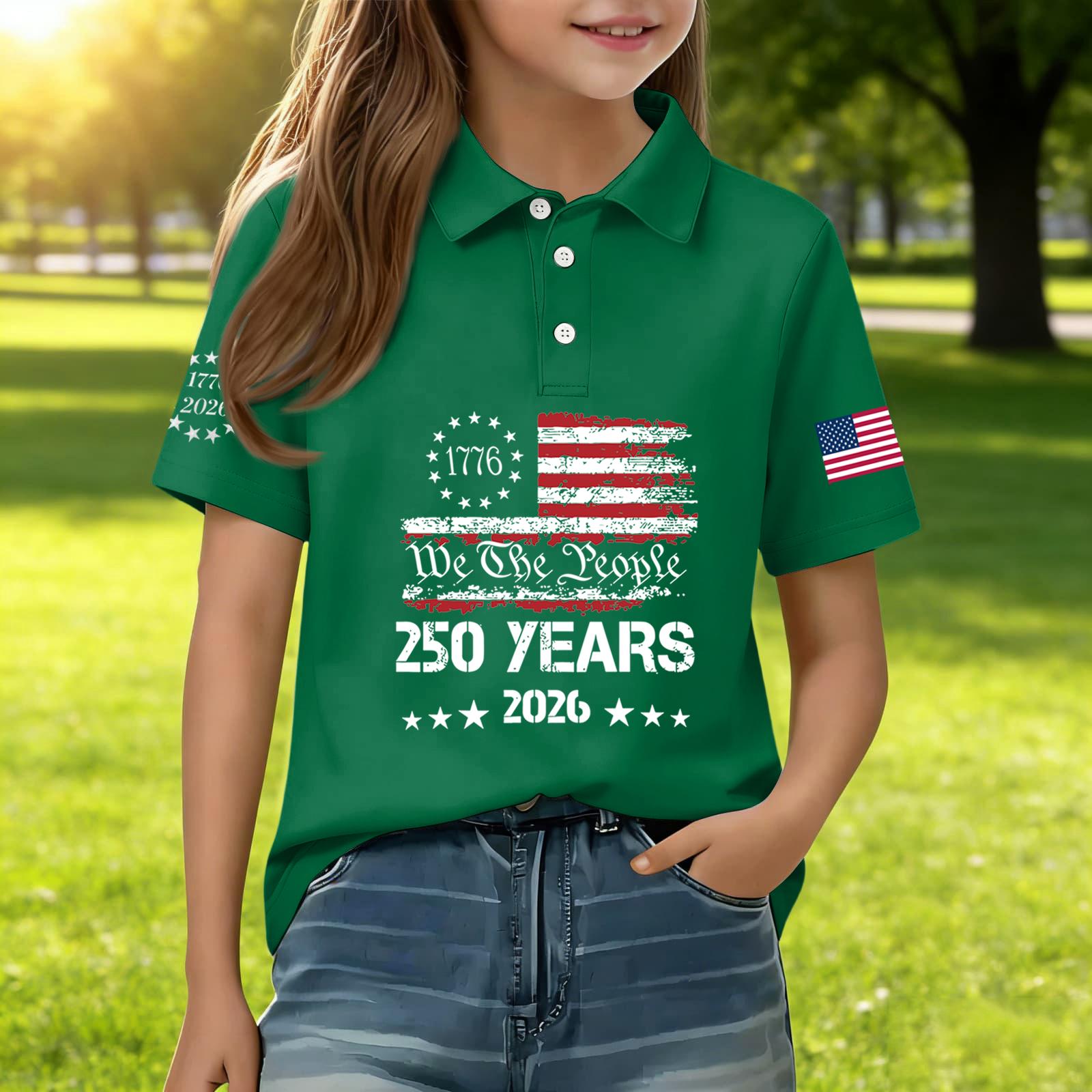 Kids Casual Short Sleeve Polo Shirt Independence Day Print 250 Years 1776 2026 Graphic Tee for Boys and Girls Comfortable Fit 110
Kids Casual Short Sleeve Polo Shirt Independence Day Print 250 Years 1776 2026 Graphic Tee for Boys and Girls Comfortable Fit 110