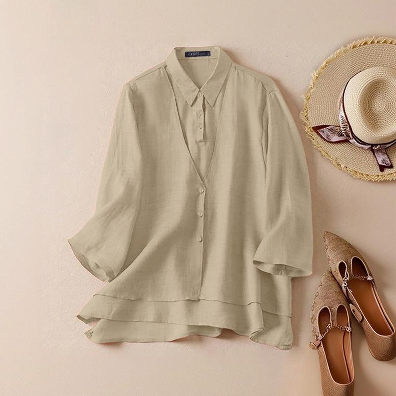 ZANZEA Женская повседневная блузка свободного кроя с рукавами 3/4 и отложным воротником 4XL абрикосовый
ZANZEA Женская повседневная блузка свободного кроя с рукавами 3/4 и отложным воротником 4XL абрикосовый