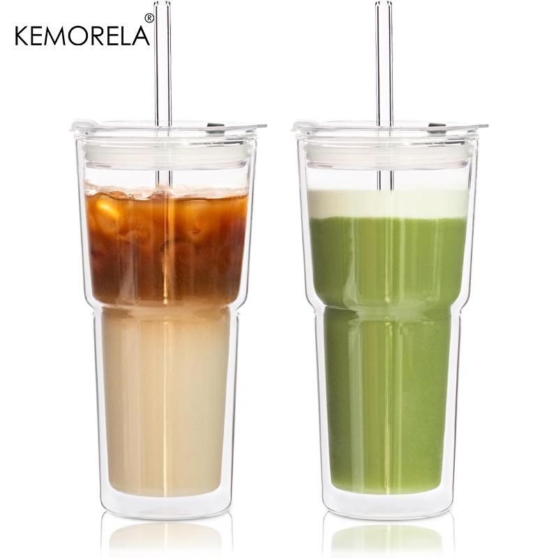 2 шт. стаканы из двойного стекла с крышками и соломинками 590 мл из боросиликатного стекла чашки для матча для воды, холодного матча латте, смузи 590ML
2 шт. стаканы из двойного стекла с крышками и соломинками 590 мл из боросиликатного стекла чашки для матча для воды, холодного матча латте, смузи 590ML