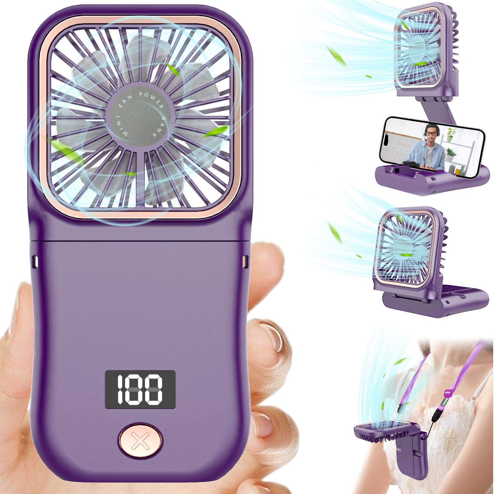 Handheld Cooling Mini Hanging Neck Fan for Quiet Use 3000mAh Battery Operated Fan 3 Speeds Rechargeable Fan Foldable Design фіолетовий
Handheld Cooling Mini Hanging Neck Fan for Quiet Use 3000mAh Battery Operated Fan 3 Speeds Rechargeable Fan Foldable Design фіолетовий