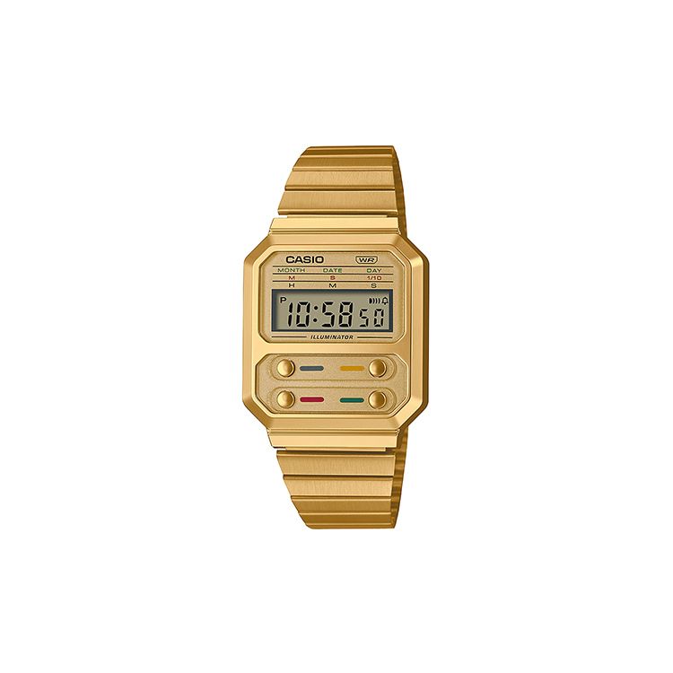 Casio Youth Series Metal Square Pac-Man Retro Luminous Waterproof Watch Quartz Movement Stainless Steel Strap Men watches Gold A100WEG-9APR Gold Dial
Casio Youth Series Metal Square Pac-Man Retro Luminous Waterproof Watch Quartz Movement Stainless Steel Strap Men watches Gold A100WEG-9APR Gold Dial