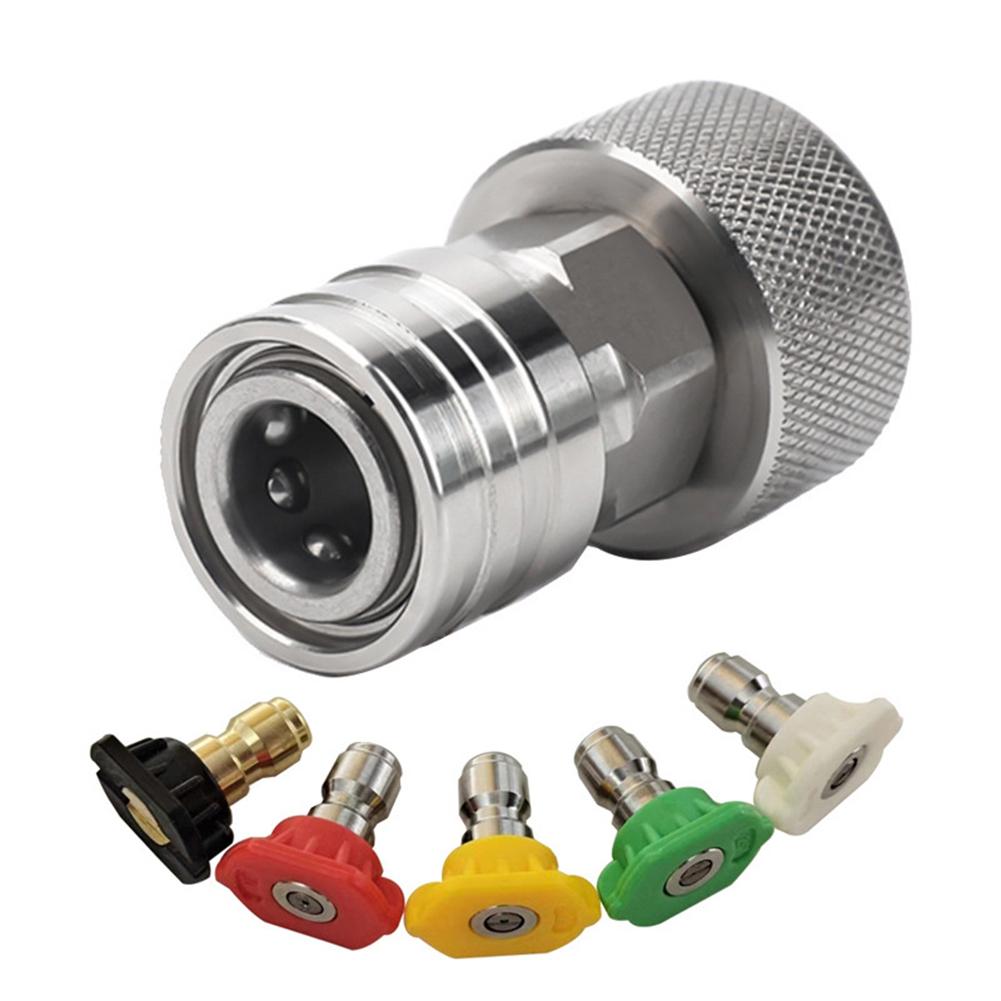 Garden Hose Adapter Stainless Steel GHT3/4 To 1/4 Quick Coupler With Nozzle Kit For Pressure Washers Simple Installation
Garden Hose Adapter Stainless Steel GHT3/4 To 1/4 Quick Coupler With Nozzle Kit For Pressure Washers Simple Installation